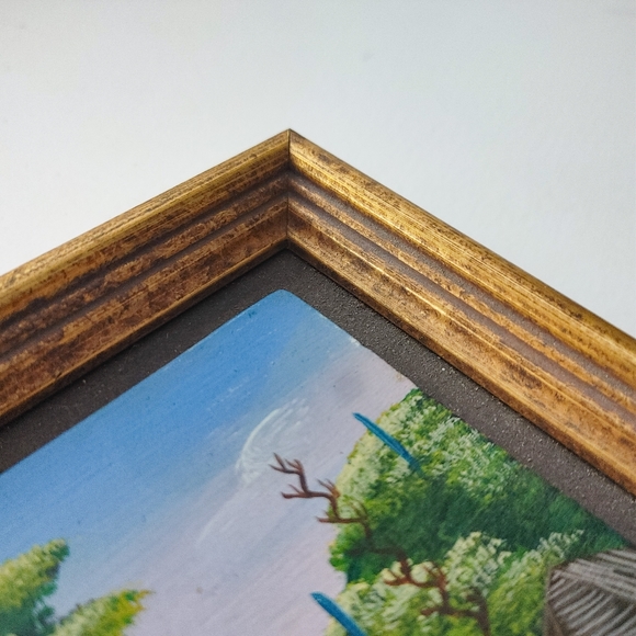 Village Painting from Haiti a colorful scene from 1988 sign Laeroix or Lacroix - Picture 8 of 10